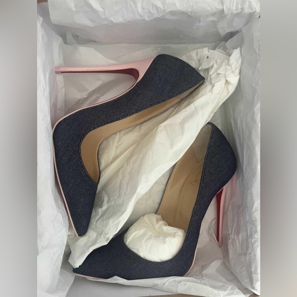 Unworn Christian Louboutin denim & pink So Kate heels, size 35.5. SO cute! - Picture 3 of 12